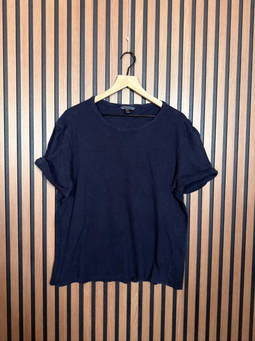 John Varvatos Shirt Large Men’s Blue Short Sleeve Casual Tee Crewneck Roll Tab